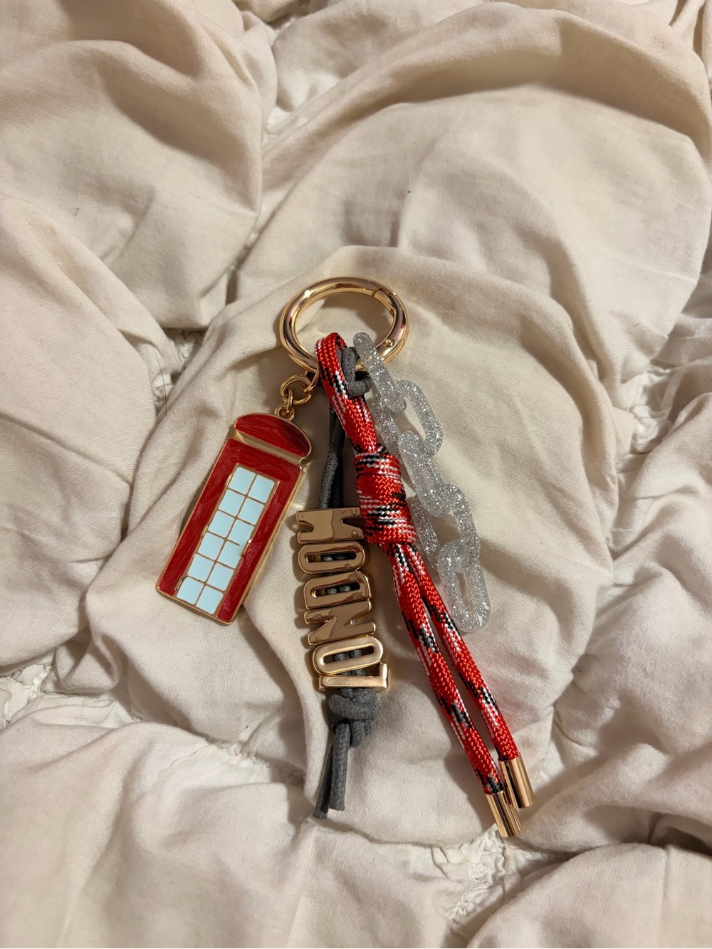 London Theme Telephone Booth Keychain Bag Charm Travel Accessory